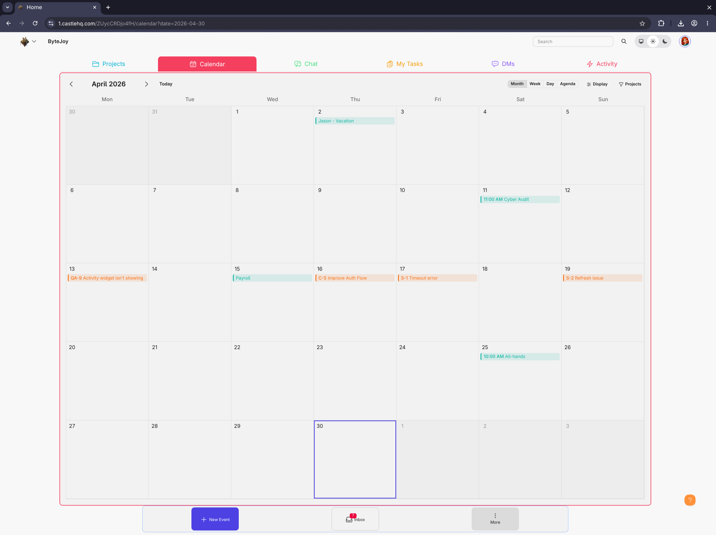 Calendar screenshot