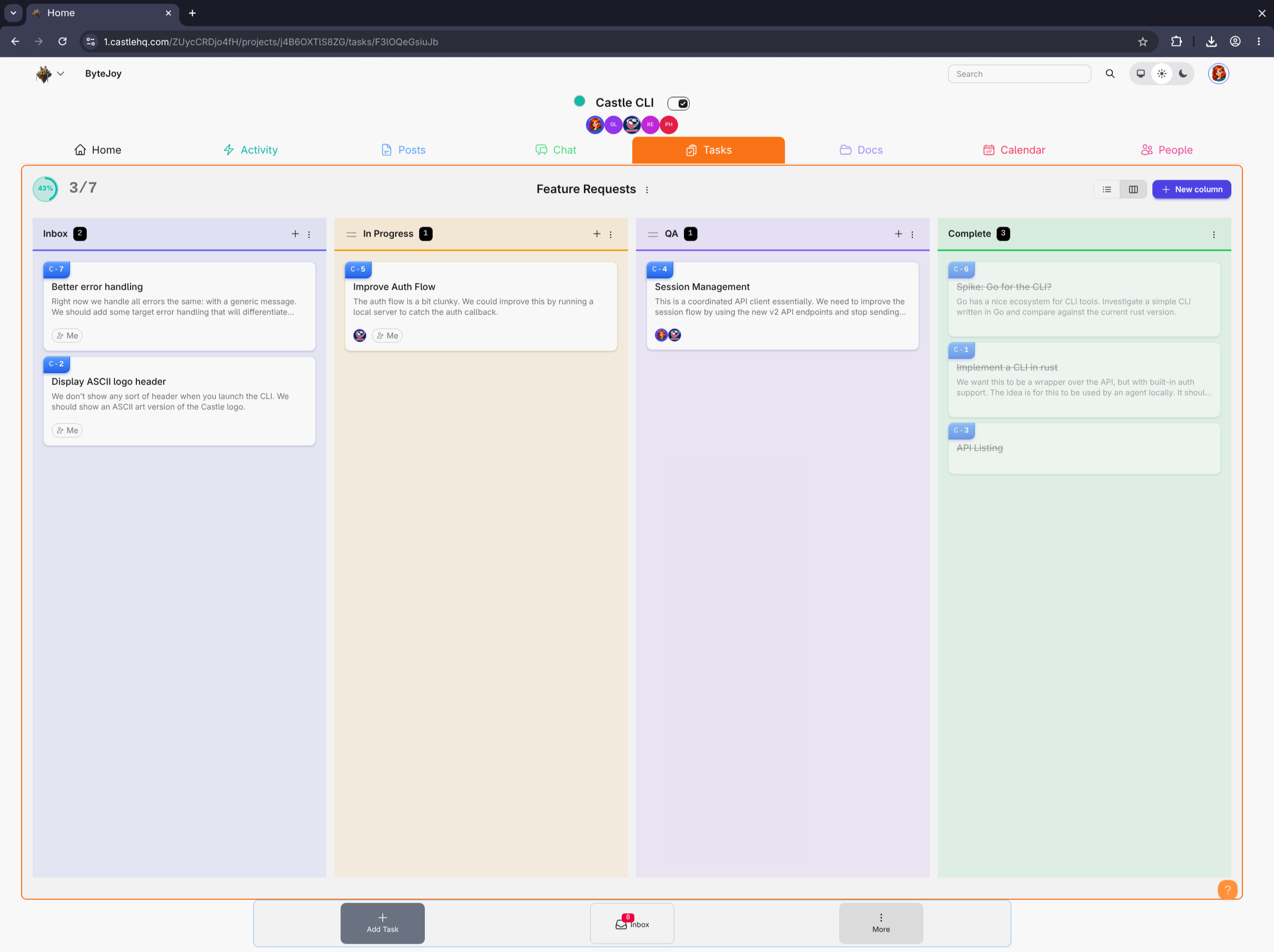 Tasks screenshot